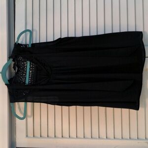 Maeve Navy Blue Laser Cut Yoke Sleeveless atop